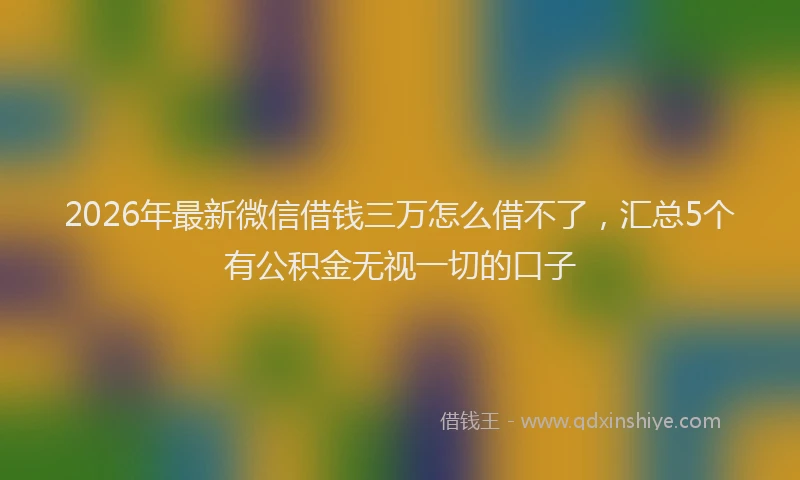 2026年最新微信借钱三万怎么借不了，汇总5个有公积金无视一切的口子