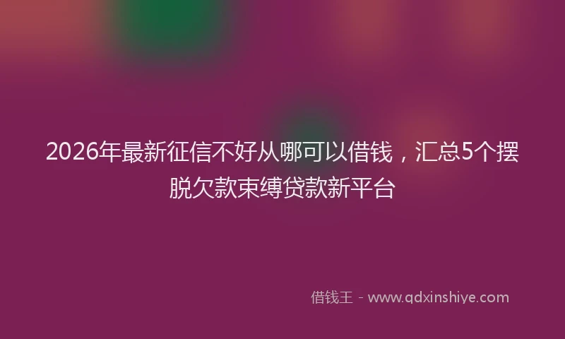 2026年最新征信不好从哪可以借钱，汇总5个摆脱欠款束缚贷款新平台