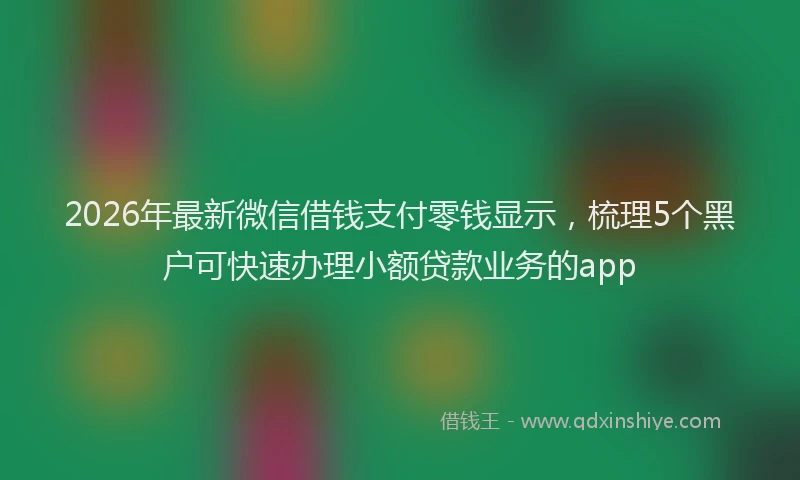 2026年最新微信借钱支付零钱显示，梳理5个黑户可快速办理小额贷款业务的app