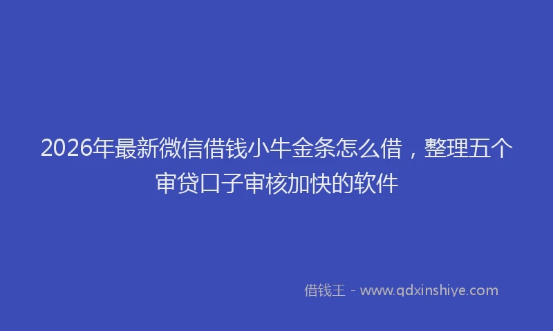 2026年最新微信借钱小牛金条怎么借，整理五个审贷口子审核加快的软件