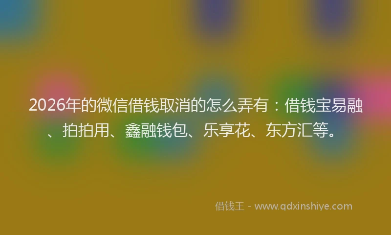 2026年的微信借钱取消的怎么弄有：借钱宝易融、拍拍用、鑫融钱包、乐享花、东方汇等。
