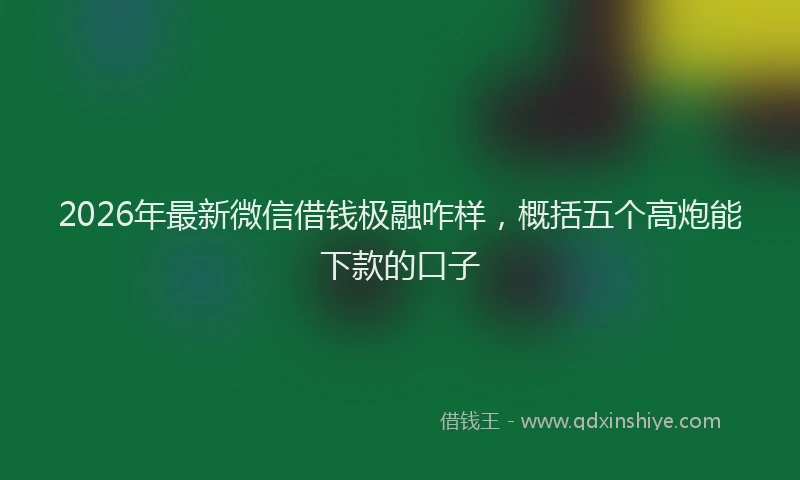 2026年最新微信借钱极融咋样，概括五个高炮能下款的口子