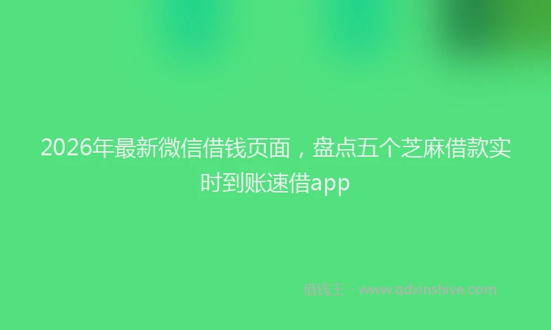 2026年最新微信借钱页面，盘点五个芝麻借款实时到账速借app