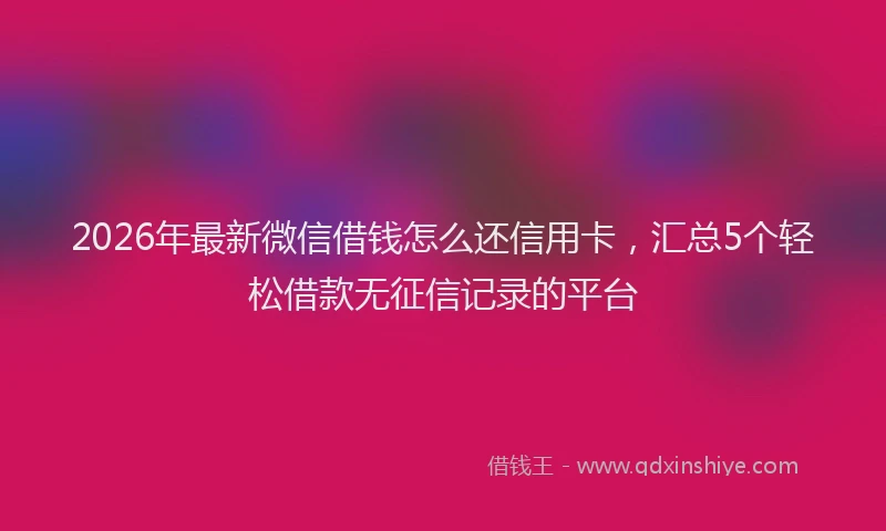 2026年最新微信借钱怎么还信用卡，汇总5个轻松借款无征信记录的平台