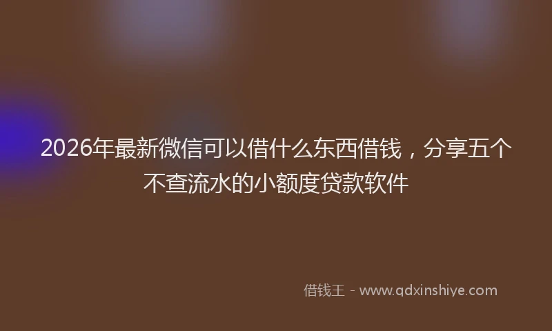 2026年最新微信可以借什么东西借钱，分享五个不查流水的小额度贷款软件
