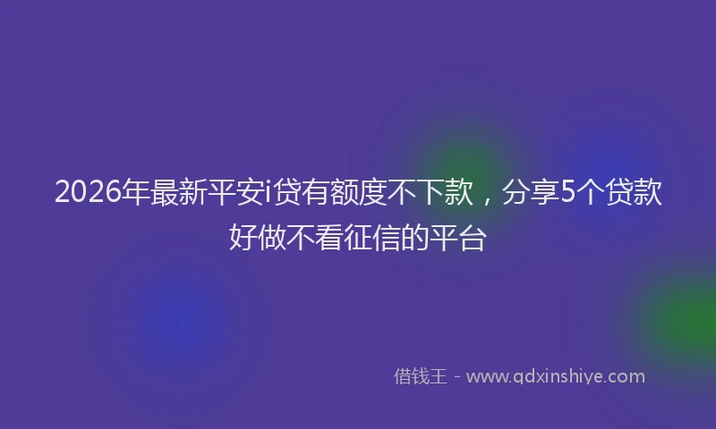 2026年最新平安i贷有额度不下款，分享5个贷款好做不看征信的平台
