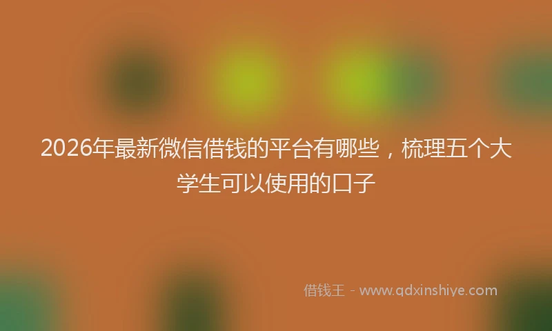 2026年最新微信借钱的平台有哪些，梳理五个大学生可以使用的口子