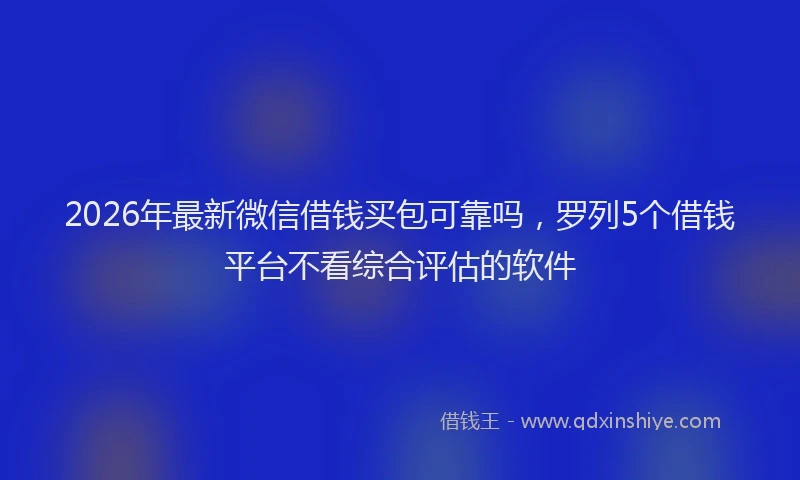 2026年最新微信借钱买包可靠吗，罗列5个借钱平台不看综合评估的软件