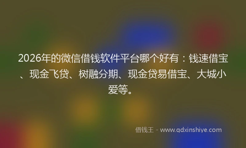 2026年的微信借钱软件平台哪个好有：钱速借宝、现金飞贷、树融分期、现金贷易借宝、大城小爱等。