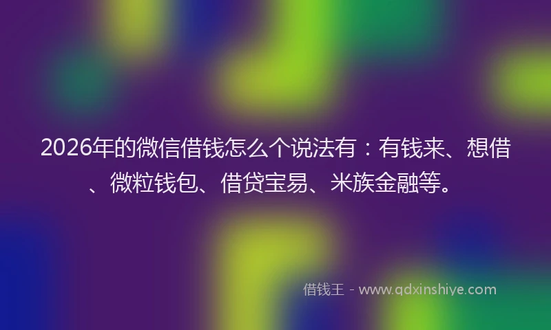 2026年的微信借钱怎么个说法有：有钱来、想借、微粒钱包、借贷宝易、米族金融等。