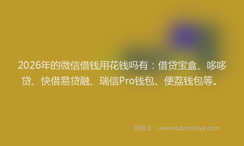 2026年的微信借钱用花钱吗有：借贷宝盒、哆哆贷、快借易贷融、瑞信Pro钱包、便荔钱包等。