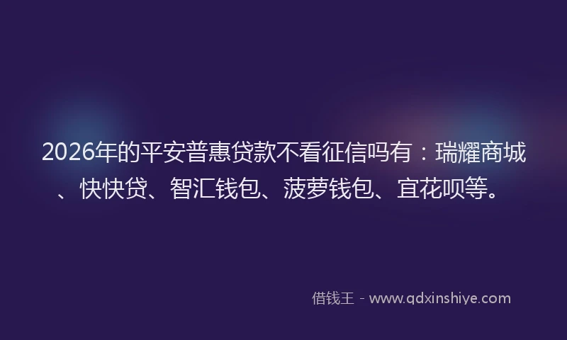 2026年的平安普惠贷款不看征信吗有：瑞耀商城、快快贷、智汇钱包、菠萝钱包、宜花呗等。