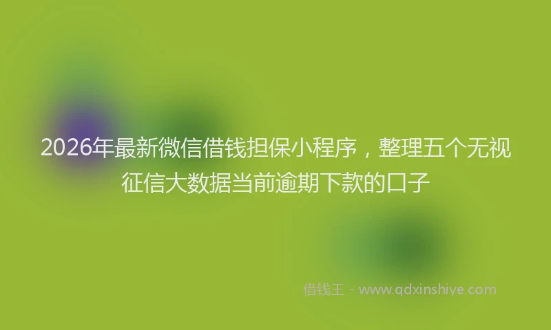 2026年最新微信借钱担保小程序，整理五个无视征信大数据当前逾期下款的口子