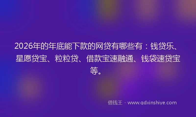 2026年的年底能下款的网贷有哪些有：钱贷乐、星愿贷宝、粒粒贷、借款宝速融通、钱袋速贷宝等。