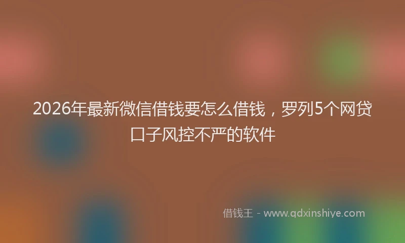2026年最新微信借钱要怎么借钱，罗列5个网贷口子风控不严的软件