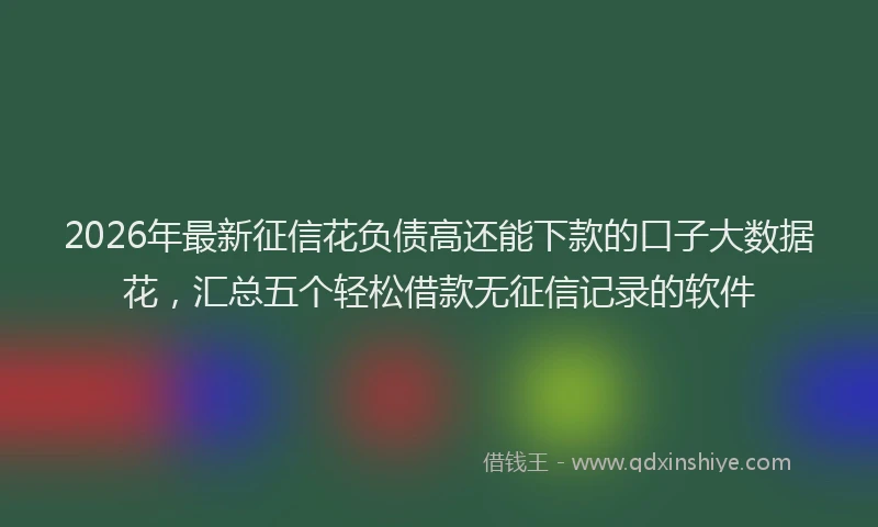2026年最新征信花负债高还能下款的口子大数据花，汇总五个轻松借款无征信记录的软件