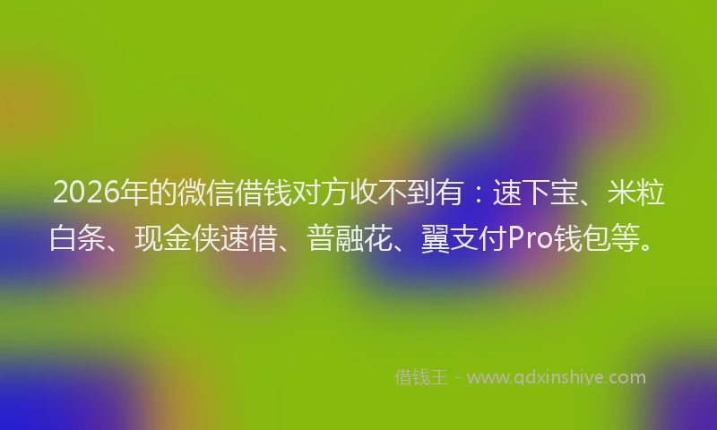 2026年的微信借钱对方收不到有：速下宝、米粒白条、现金侠速借、普融花、翼支付Pro钱包等。