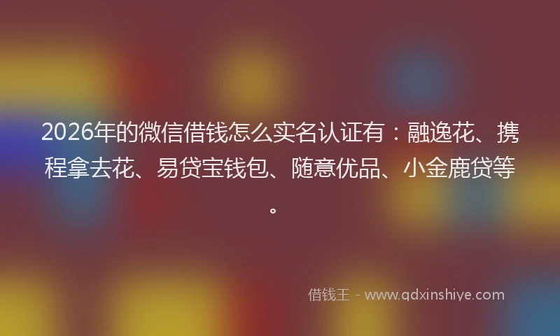 2026年的微信借钱怎么实名认证有：融逸花、携程拿去花、易贷宝钱包、随意优品、小金鹿贷等。