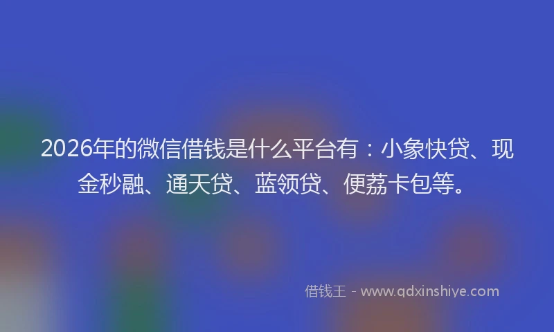 2026年的微信借钱是什么平台有：小象快贷、现金秒融、通天贷、蓝领贷、便荔卡包等。