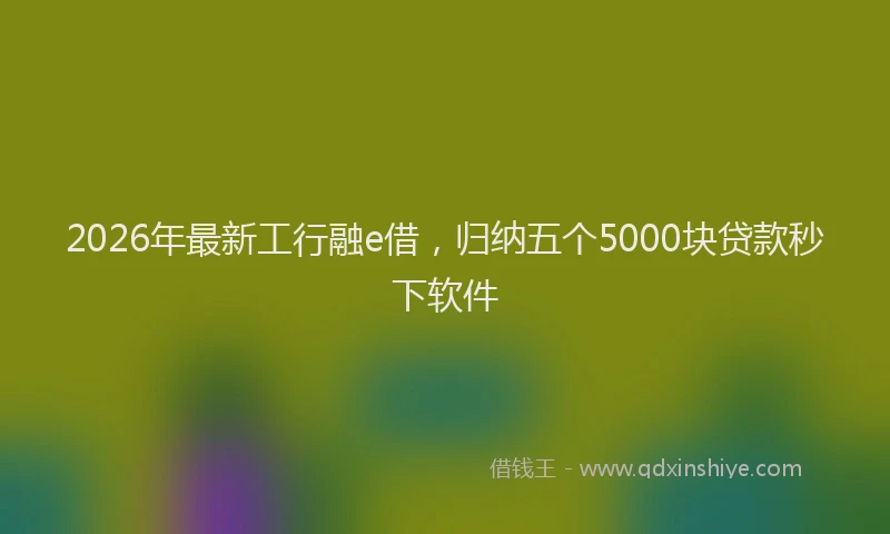 2026年最新工行融e借，归纳五个5000块贷款秒下软件