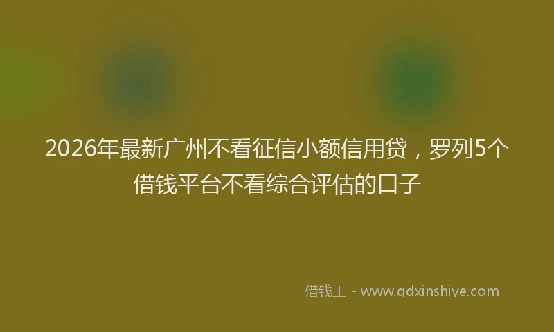 2026年最新广州不看征信小额信用贷，罗列5个借钱平台不看综合评估的口子