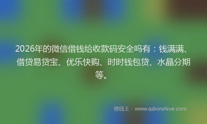 2026年的微信借钱给收款码安全吗有：钱满满、借贷易贷宝、优乐快购、时时钱包贷、水晶分期等。