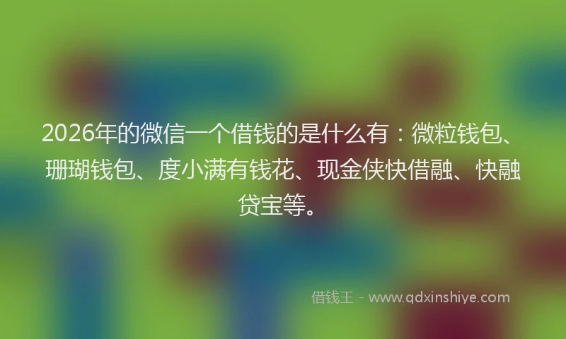 2026年的微信一个借钱的是什么有：微粒钱包、珊瑚钱包、度小满有钱花、现金侠快借融、快融贷宝等。