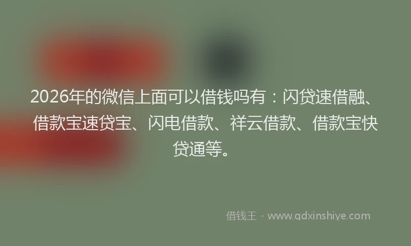 2026年的微信上面可以借钱吗有：闪贷速借融、借款宝速贷宝、闪电借款、祥云借款、借款宝快贷通等。