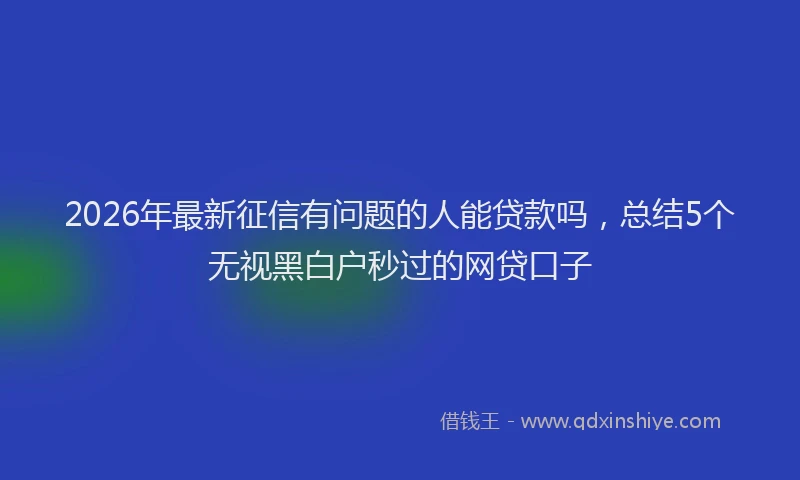 2026年最新征信有问题的人能贷款吗，总结5个无视黑白户秒过的网贷口子