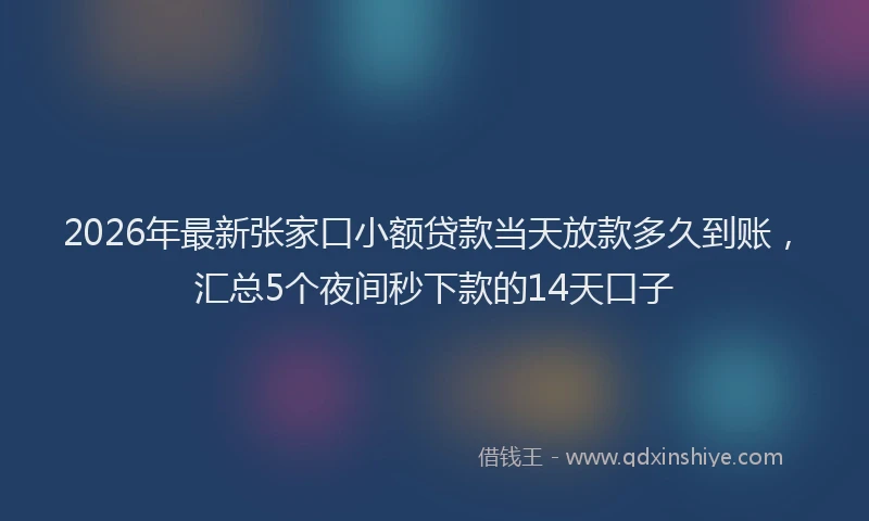2026年最新张家口小额贷款当天放款多久到账，汇总5个夜间秒下款的14天口子