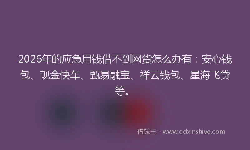 2026年的应急用钱借不到网货怎么办有：安心钱包、现金快车、甄易融宝、祥云钱包、星海飞贷等。