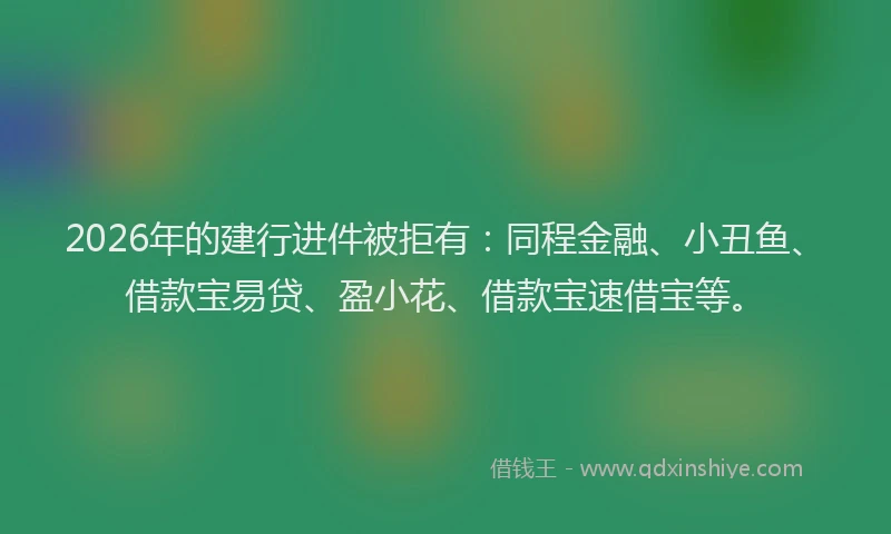2026年的建行进件被拒有：同程金融、小丑鱼、借款宝易贷、盈小花、借款宝速借宝等。