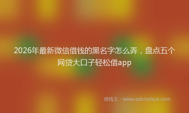 2026年最新微信借钱的黑名字怎么弄，盘点五个网贷大口子轻松借app
