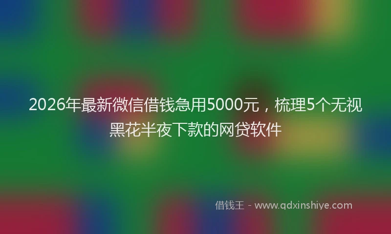 2026年最新微信借钱急用5000元，梳理5个无视黑花半夜下款的网贷软件