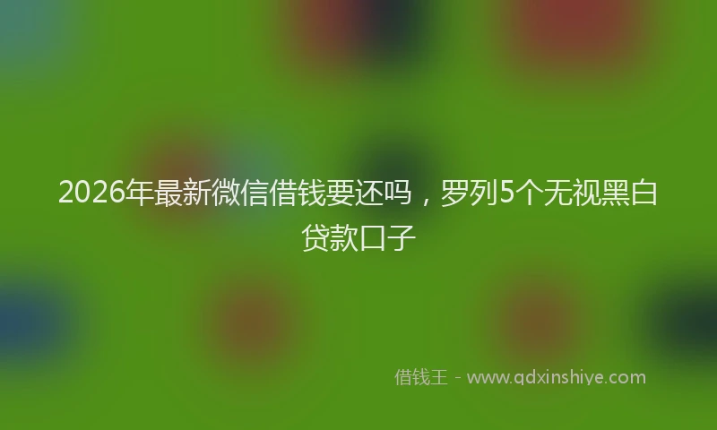 2026年最新微信借钱要还吗，罗列5个无视黑白贷款口子
