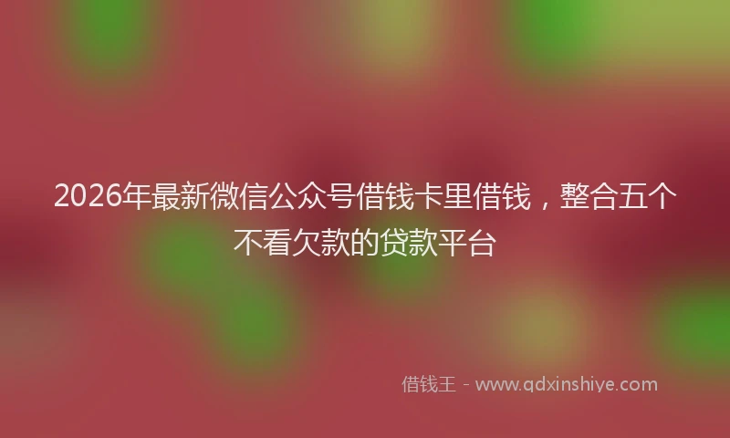 2026年最新微信公众号借钱卡里借钱，整合五个不看欠款的贷款平台