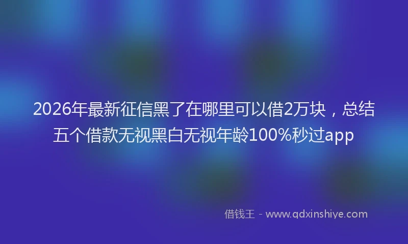2026年最新征信黑了在哪里可以借2万块，总结五个借款无视黑白无视年龄100%秒过app