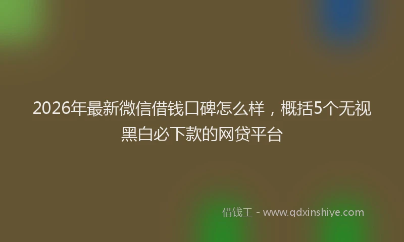 2026年最新微信借钱口碑怎么样，概括5个无视黑白必下款的网贷平台