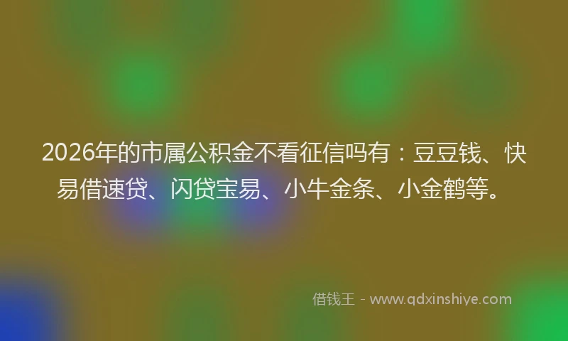 2026年的市属公积金不看征信吗有：豆豆钱、快易借速贷、闪贷宝易、小牛金条、小金鹤等。