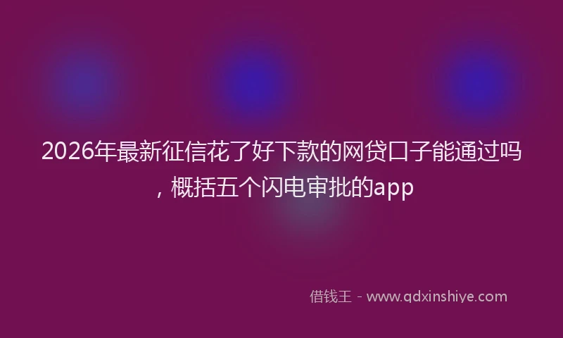 2026年最新征信花了好下款的网贷口子能通过吗，概括五个闪电审批的app