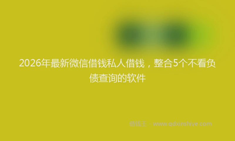2026年最新微信借钱私人借钱，整合5个不看负债查询的软件