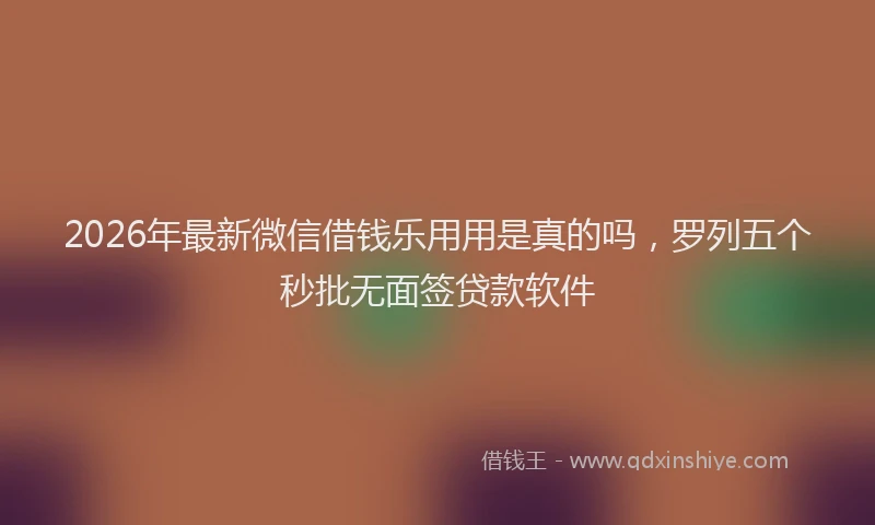 2026年最新微信借钱乐用用是真的吗，罗列五个秒批无面签贷款软件