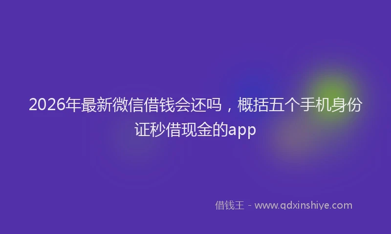 2026年最新微信借钱会还吗，概括五个手机身份证秒借现金的app