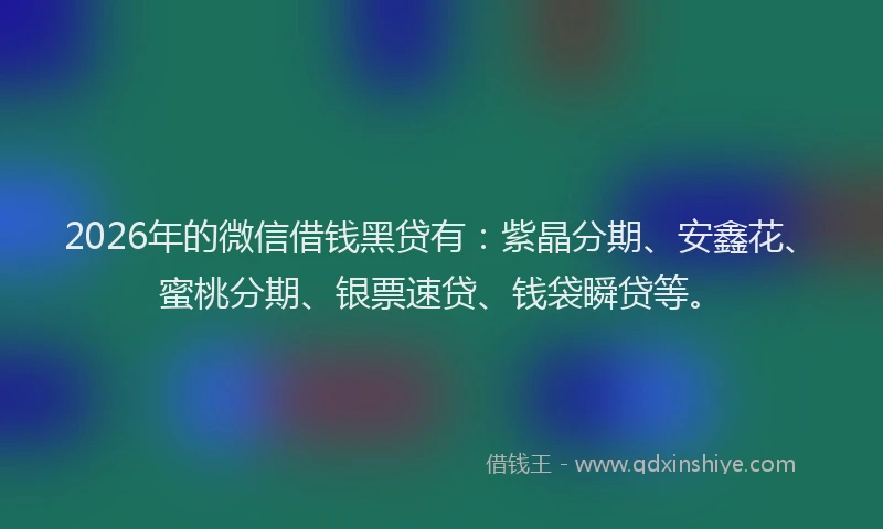 2026年的微信借钱黑贷有：紫晶分期、安鑫花、蜜桃分期、银票速贷、钱袋瞬贷等。
