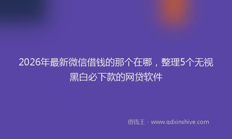 2026年最新微信借钱的那个在哪，整理5个无视黑白必下款的网贷软件