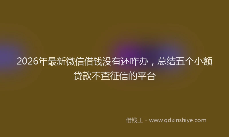 2026年最新微信借钱没有还咋办，总结五个小额贷款不查征信的平台