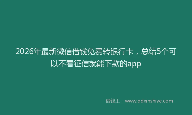 2026年最新微信借钱免费转银行卡，总结5个可以不看征信就能下款的app