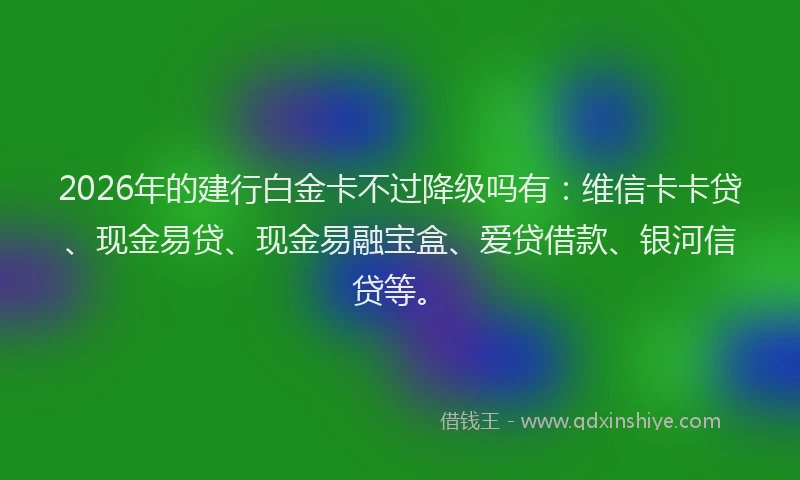 2026年的建行白金卡不过降级吗有：维信卡卡贷、现金易贷、现金易融宝盒、爱贷借款、银河信贷等。