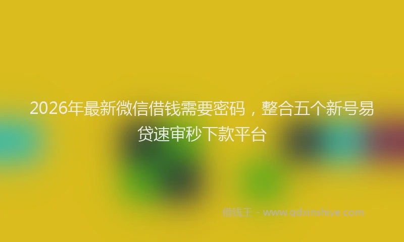 2026年最新微信借钱需要密码，整合五个新号易贷速审秒下款平台