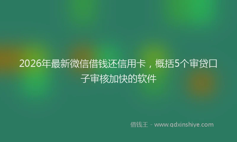 2026年最新微信借钱还信用卡，概括5个审贷口子审核加快的软件